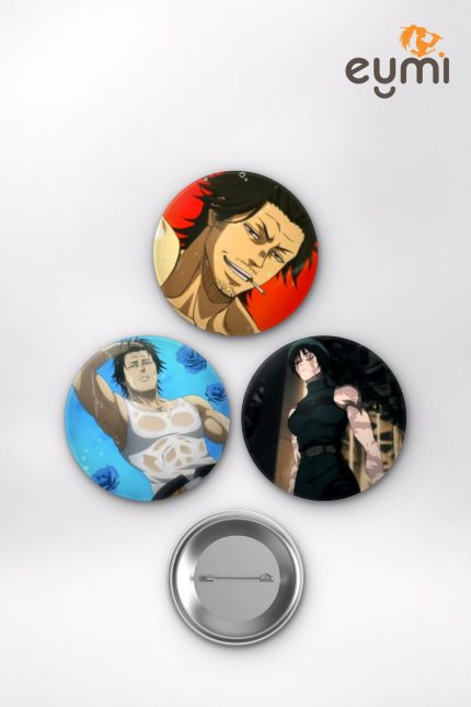 Black Clover Animesi Yami Sukehiro ve Denji Mix Anime Rozet Seti Set 2 3’lü (58 mm)