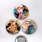 One Piece Animesi Trafalgar D. Water Law Heart Pirates Anime Rozet Seti Set 2 3’lü (58 mm)