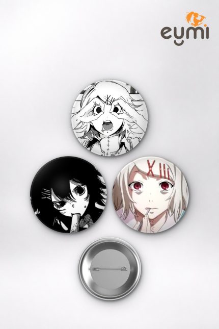 Tokyo Ghoul Animesi Juuzou Suzuya Manga Gothic Art Anime Rozet Seti Set 2 3’lü (58 mm)