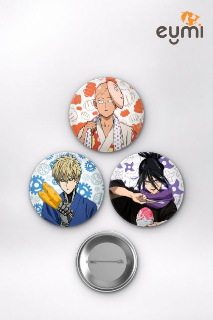 One Punch Man Animesi Saitama, Genos ve Tatsumaki Hero Squad Anime Rozet Seti Set 1 3’lü (58 mm)