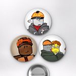 Roblox Builder Boy ve Cowboy Noob Meme Oyun Temalı Çanta Rozeti İğneli Buton Rozet Seti Set 1 3’lü (58 mm)