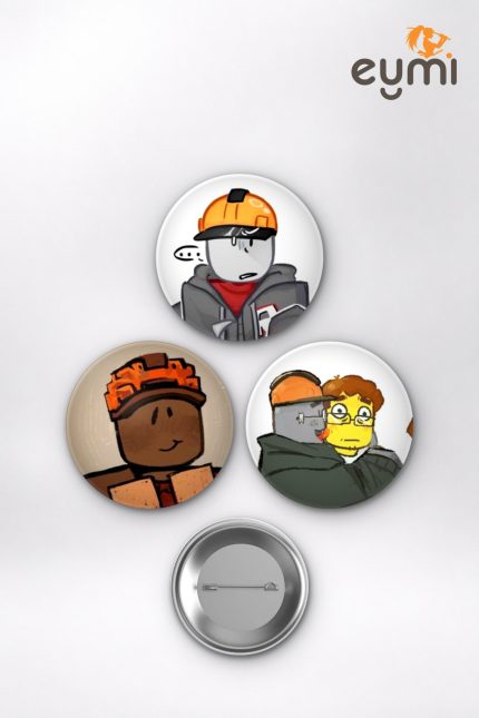 Roblox Builder Boy ve Cowboy Noob Meme Oyun Temalı Çanta Süsü İğneli Buton Rozet Seti Set 1 3’lü (58 mm)
