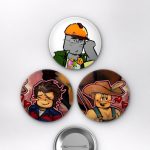 Roblox Builder Boy ve Cowboy Noob Meme Oyun Temalı Çanta Rozeti İğneli Buton Rozet Seti Set 2 3’lü (58 mm)