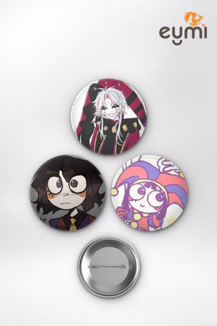 The Amazing Digital Circus Animesi Pomni, Jax ve Ragatha TADC Anime Rozet Seti Set 2 3’lü (58 mm)