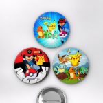 Pokémon Animesi Ash Ketchum ve Pikachu Anime Rozet Seti Set 3 3’lü (58 mm)