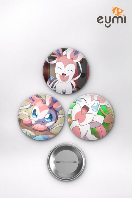 Pokémon Animesi Sylveon Fairy Type Eeveelution Anime Rozet Seti Set 2 3’lü (58 mm)