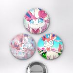 Pokémon Animesi Sylveon Fairy Type Eeveelution Anime Rozet Seti Set 3 3’lü (58 mm)