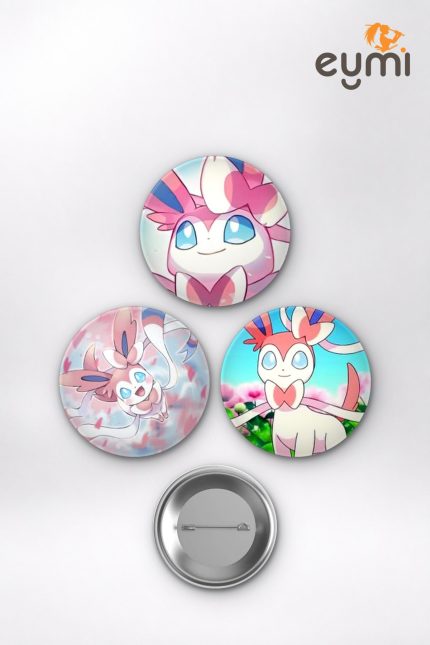 Pokémon Animesi Sylveon Fairy Type Eeveelution Anime Rozet Seti Set 3 3’lü (58 mm)