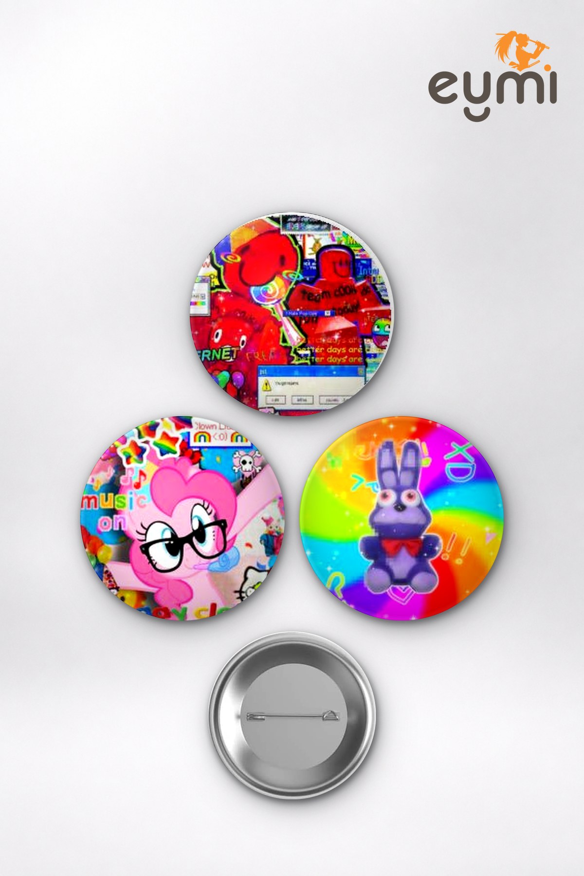Kidcore Estetiği Animesi Y2K Renkli Retro Karakterler Anime Rozet Seti Set 2 3’lü (58 mm) Kidcore Estetiği Animesi Y2K Renkli Retro Karakterler Anime Rozet Seti Set 2 3’lü (58 mm)