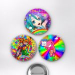 Kidcore Estetiği Animesi Y2K Renkli Retro Karakterler Anime Rozet Seti Set 3 3’lü (58 mm)