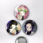Demon Slayer Animesi Mitsuri Kanroji ve Shinobu Kocho Hashiras Anime Rozet Seti Set 1 3’lü (58 mm)