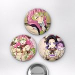 Demon Slayer Animesi Mitsuri Kanroji ve Shinobu Kocho Hashiras Anime Rozet Seti Set 2 3’lü (58 mm)