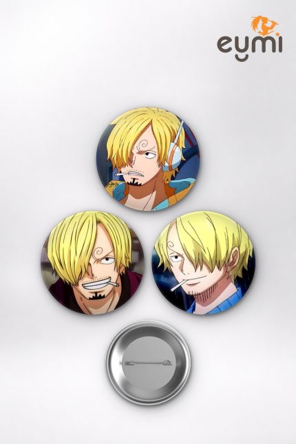 One Piece Animesi Hasır Şapka Korsanları Tayfası Anime Rozet Seti Set 3 3’lü (58 mm)