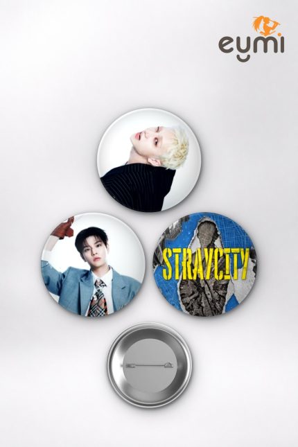Stray Kids SKZ Tüm Üyeler (Bang Chan, Felix, Hyunjin, Lee Know) K-Pop Temalı Çanta Süsü İğneli Buton Rozet Seti Set 3 3’lü (58 mm)