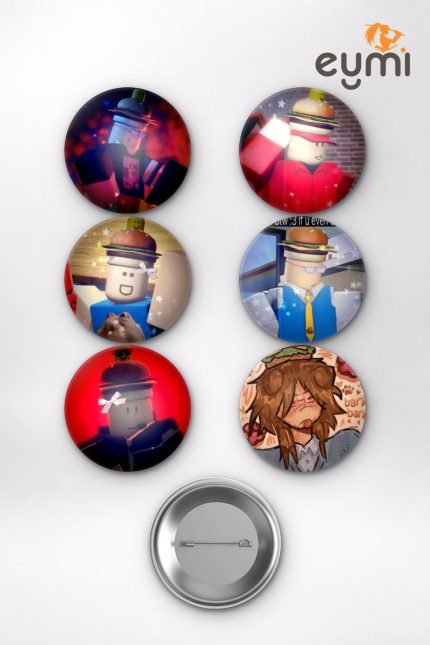 Roblox 007n7 Hamburger Meme Oyun Temalı Çanta Süsü Rozet İğneli Buton Rozet Seti Set 2 (6 ADET) (58 mm)