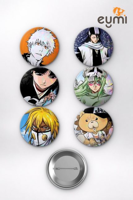 Bleach Ichigo Kurosaki ve Rukia Temalı Çanta Süsü Rozet İğneli Buton Rozet Seti Set 2 (6 ADET) (58 mm)