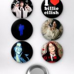 Billie Eilish & Regretevator Billie Eilish ve Gnarpy Kaykay Meme Temalı Çanta Rozeti İğneli Buton Rozet Seti Set 1 (6 ADET) (58 mm)