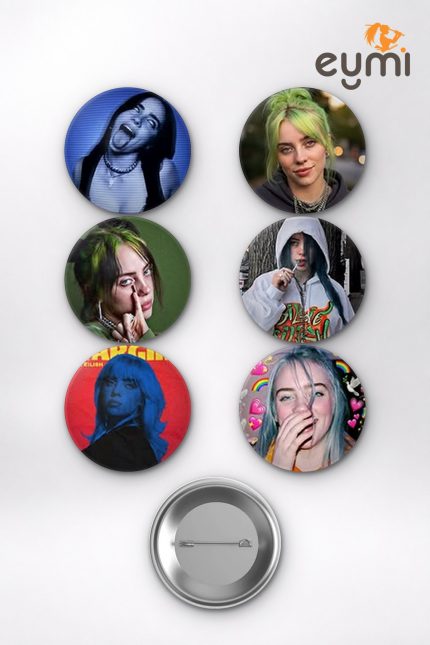Billie Eilish & Regretevator Billie Eilish ve Gnarpy Kaykay Meme Temalı Çanta Süsü Rozet İğneli Buton Rozet Seti Set 2 (6 ADET) (58 mm)