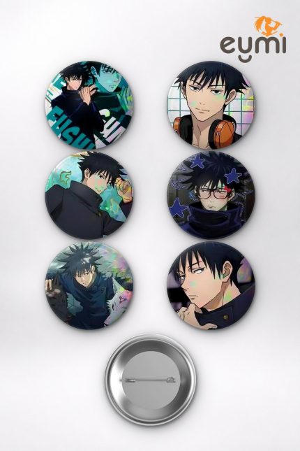 Jujutsu Kaisen Megumi Fushiguro Temalı Çanta Süsü Rozet İğneli Buton Rozet Seti Set 1 (6 ADET) (58 mm)