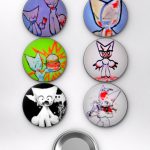 Hazbin Hotel & Webcore Hazbin Hotel ve Femtanyl Estetiği Temalı Çanta Süsü Rozet İğneli Buton Rozet Seti Set 1 (6 ADET) (58 mm)