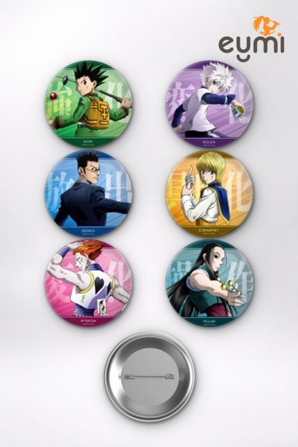 Hunter x Hunter Killua Zoldyck, Gon ve Hisoka Temalı Çanta Süsü Rozet İğneli Buton Rozet Seti Set 1 (6 ADET) (58 mm)