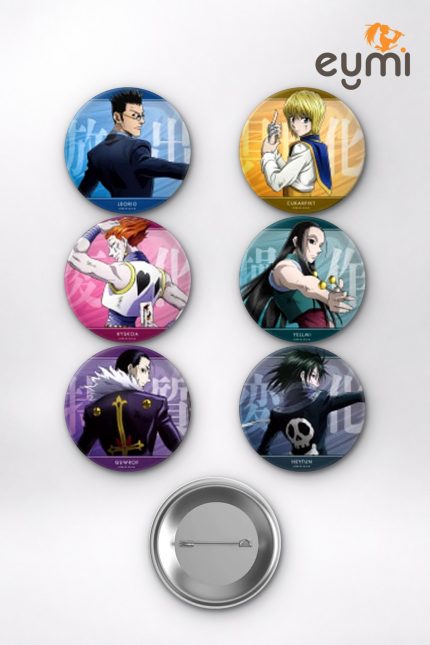 Hunter x Hunter Killua Zoldyck, Gon ve Hisoka Temalı Çanta Süsü Rozet İğneli Buton Rozet Seti Set 2 (6 ADET) (58 mm)