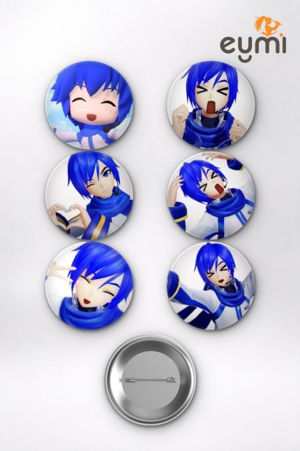 Vocaloid Kaito Hatsune Miku Sanal Sanatçı Temalı Çanta Süsü Rozet İğneli Buton Rozet Seti (6 ADET) (58 mm)