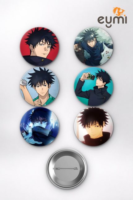Jujutsu Kaisen Megumi Fushiguro ve Sukuna Shadow Temalı Çanta Süsü Rozet İğneli Buton Rozet Seti Set 1 (6 ADET) (58 mm)