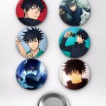 Jujutsu Kaisen Megumi Fushiguro Chibi Temalı Çanta Süsü Rozet İğneli Buton Rozet Seti Set 1 (6 ADET) (58 mm)