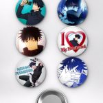 Jujutsu Kaisen Megumi Fushiguro Chibi Temalı Çanta Süsü Rozet İğneli Buton Rozet Seti Set 2 (6 ADET) (58 mm)