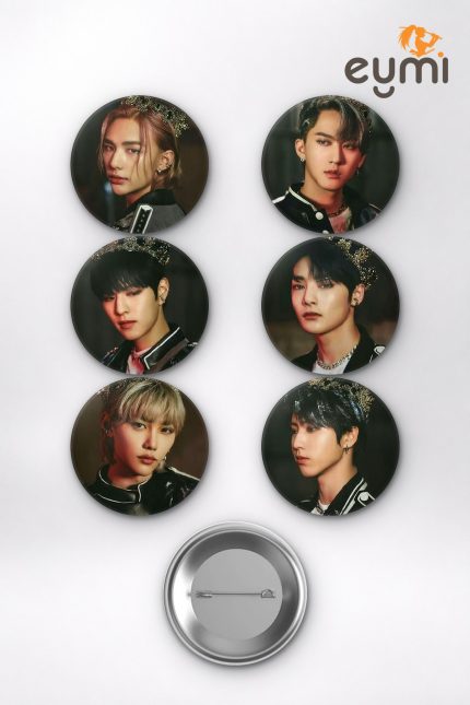 Stray Kids Bang Chan, Felix, Hyunjin Crown Taç Simgeleri K-Pop Temalı Çanta Süsü Rozet İğneli Buton Rozet Seti Set 2 (6 ADET) (58 mm)