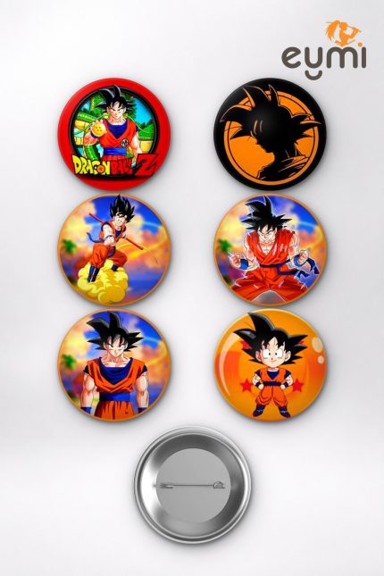 Dragon Ball Z Son Goku, Vegeta ve Z Savaşçıları Temalı Çanta Süsü Rozet İğneli Buton Rozet Seti Set 1 (6 ADET) (58 mm)