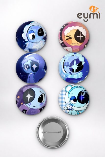Regretevator Astro Space Boy Oyun Temalı Çanta Süsü Rozet İğneli Buton Rozet Seti Set 1 (6 ADET) (58 mm)