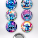 Lilo ve Stitch Cute Aesthetic Temalı Çanta Süsü Rozet İğneli Buton Rozet Seti (6 ADET) (58 mm)