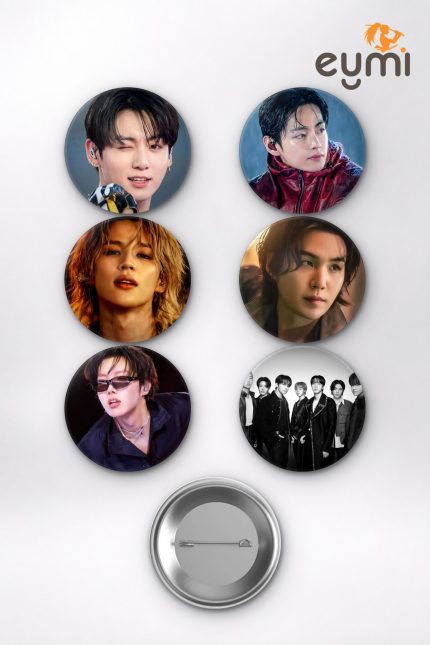 BTS Jungkook, RM, V, Agust D Konser Performansı K-Pop Temalı Çanta Süsü Rozet İğneli Buton Rozet Seti Set 1 (6 ADET) (58 mm)