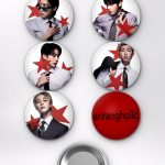 BTS Suga, Jungkook, J-Hope Kırmızı Yıldız Konsepti K-Pop Temalı Çanta Süsü Rozet İğneli Buton Rozet Seti Set 2 (6 ADET) (58 mm)