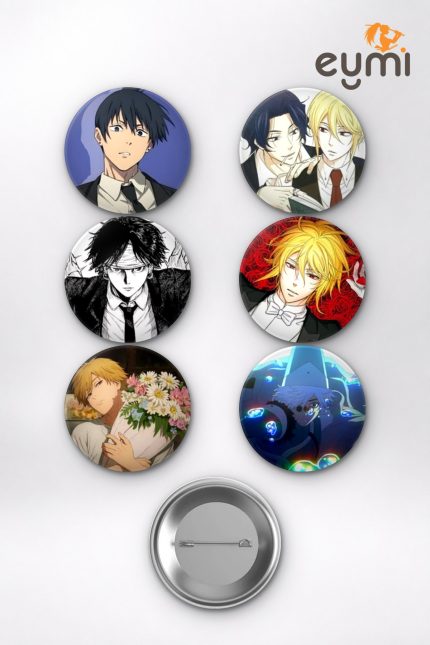 Chainsaw Man Aki Hayakawa, Denji ve Moriarty Mix Temalı Çanta Süsü Rozet İğneli Buton Rozet Seti (6 ADET) (58 mm)