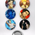 Black Clover Yami Sukehiro ve Denji Mix Temalı Çanta Süsü Rozet İğneli Buton Rozet Seti (6 ADET) (58 mm)