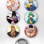 One Punch Man Saitama, Genos ve Tatsumaki Hero Squad Temalı Çanta Süsü Rozet İğneli Buton Rozet Seti Set 1 (6 ADET) (58 mm)