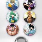 One Punch Man Saitama, Genos ve Tatsumaki Hero Squad Temalı Çanta Süsü Rozet İğneli Buton Rozet Seti Set 2 (6 ADET) (58 mm)