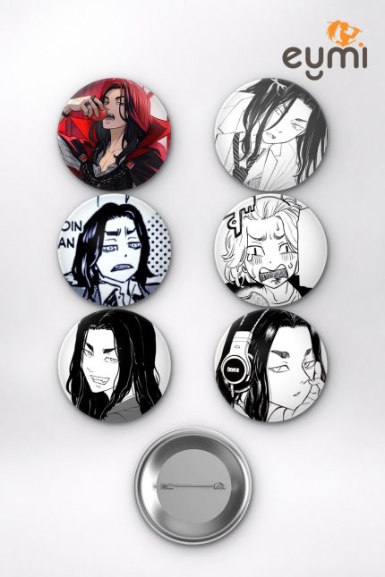 Tokyo Revengers Keisuke Baji ve Mikey Temalı Çanta Süsü Rozet İğneli Buton Rozet Seti (6 ADET) (58 mm)