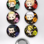 Tokyo Revengers Takemichi, Mikey, Draken Chibi Takımı Temalı Çanta Süsü Rozet İğneli Buton Rozet Seti Set 1 (6 ADET) (58 mm)