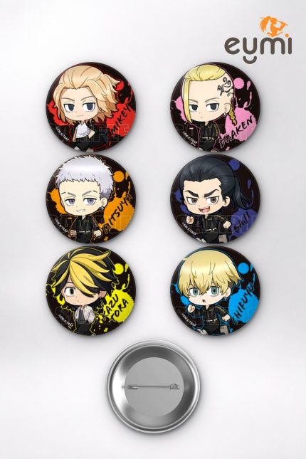 Tokyo Revengers Takemichi, Mikey, Draken Chibi Takımı Temalı Çanta Süsü Rozet İğneli Buton Rozet Seti Set 2 (6 ADET) (58 mm)