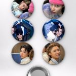 Louis Elliot & Jiho Jourdain Pembe Kalp Estetiği Temalı Çanta Süsü Rozet İğneli Buton Rozet Seti (6 ADET) (58 mm)