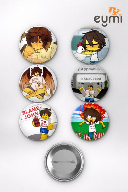 Roblox Shedletsky ve Blame John Meme Oyun Temalı Çanta Süsü Rozet İğneli Buton Rozet Seti Set 2 (6 ADET) (58 mm)