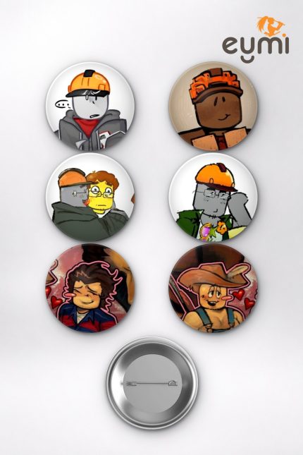 Roblox Builder Boy ve Cowboy Noob Meme Oyun Temalı Çanta Süsü Rozet İğneli Buton Rozet Seti (6 ADET) (58 mm)