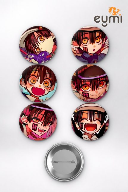 Toilet-Bound Hanako-kun ve Yugi Amane Temalı Çanta Süsü Rozet İğneli Buton Rozet Seti (6 ADET) (58 mm)