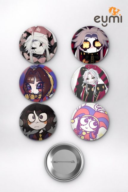 The Amazing Digital Circus Pomni, Jax ve Ragatha TADC Temalı Çanta Süsü Rozet İğneli Buton Rozet Seti (6 ADET) (58 mm)