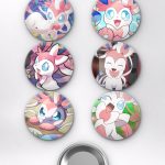 Pokémon Sylveon Fairy Type Eeveelution Temalı Çanta Süsü Rozet İğneli Buton Rozet Seti Set 1 (6 ADET) (58 mm)