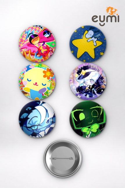 Pokémon Ash Ketchum ve Pikachu Temalı Çanta Süsü Rozet İğneli Buton Rozet Seti (6 ADET) (58 mm)